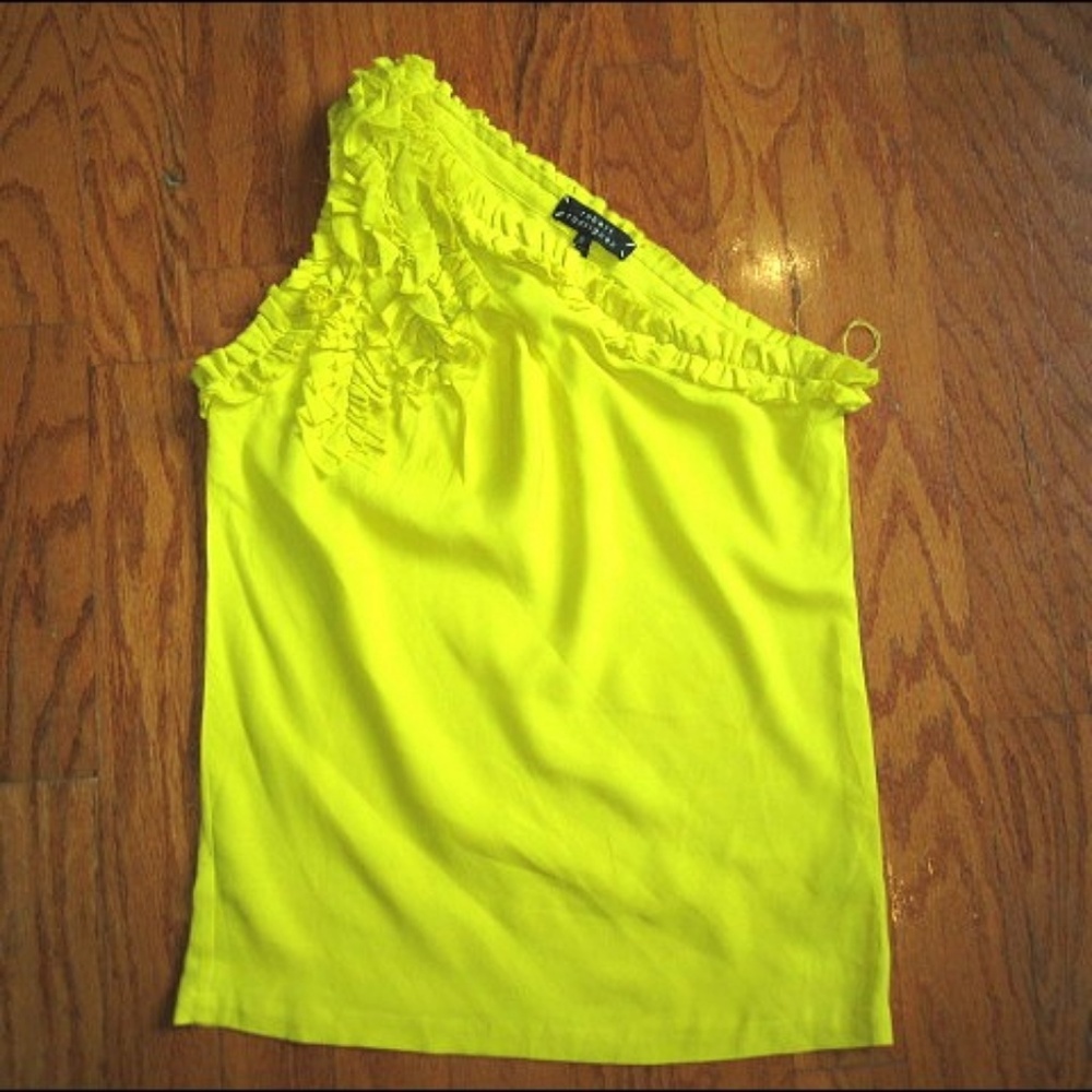 Robert Rodriguez Yellow One-shoulder Silk Top